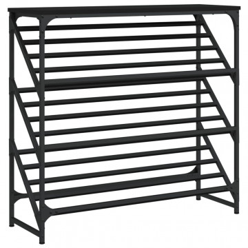 Suport pantofi, negru, 90x30x85 cm, lemn prelucrat - Img 2