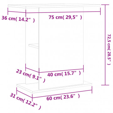 Suport pentru acvariu, alb, 36x75x72,5 cm, lemn prelucrat - Img 7