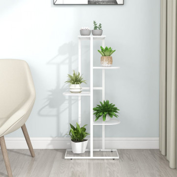 Suport pentru flori cu 5 niveluri, alb, 43x22x98 cm, metal - Img 1