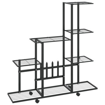 Suport pentru flori cu roți, 94,5x25x92,5 cm, negru, metal - Img 2