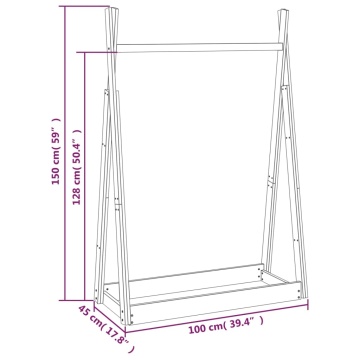 Suport pentru haine, alb, 100x45x150 cm, lemn masiv de pin - Img 6