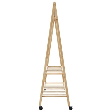 Suport pentru haine cu rafturi și roți 132x45,5x155,5 cm bambus - Img 8