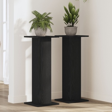 Suport pentru plante 2 buc Negru Stejar 30x30x80 cm Lemn prelucrat - Img 1