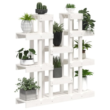 Suport pentru plante, alb, 104,5x25x109,5 cm, lemn masiv pin - Img 4