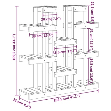 Suport pentru plante, alb, 104,5x25x109,5 cm, lemn masiv pin - Img 7