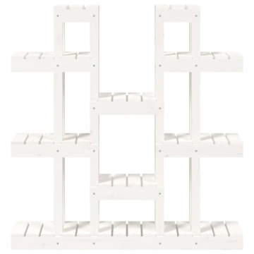 Suport pentru plante, alb, 104,5x25x109,5 cm, lemn masiv pin - Img 8