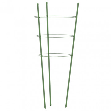 Suport plante de grădină cu 3 inele, 5 buc, verde, 45 cm, oțel - Img 4