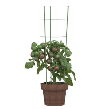 Suport plante de grădină cu 3 inele, 5 buc, verde, 60 cm, oțel - Img 3