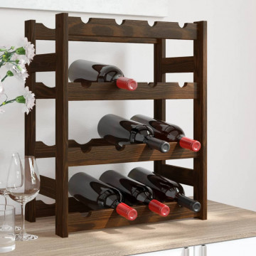 Suport sticle de vin, 16 sticle, maro, lemn masiv de pin - Img 1