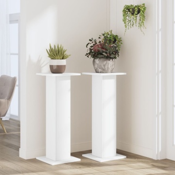 Suporturi de plante, 2 buc., alb, 30x30x80 cm, lemn prelucrat - Img 3