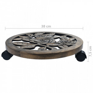 Suporturi de plante cu role, 6 buc., bronz, 38 cm, plastic - Img 5