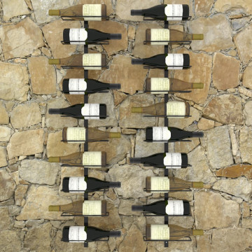 Suporturi sticle de vin de perete 20 sticle 2 buc. negru metal - Img 6