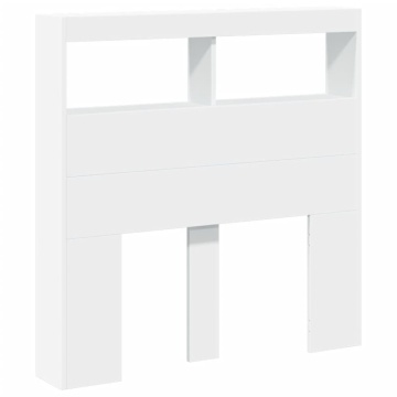 Tăblie cu dulap și LED, alb, 100x17x102 cm - Img 3