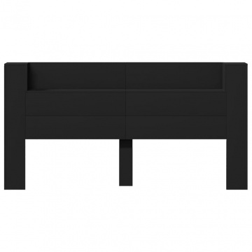 Tăblie cu dulap și LED, negru, 200x16,5x103,5 cm - Img 5