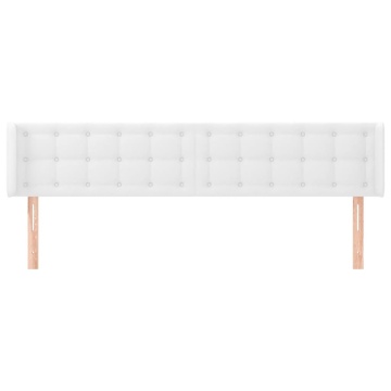 Tăblie de pat cu aripioare alb 163x16x78/88 cm piele ecologică - Img 3
