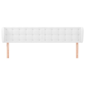 Tăblie de pat cu aripioare alb 183x23x78/88 cm piele ecologică - Img 3