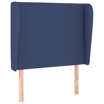 Tăblie de pat cu aripioare, albastru, 103x23x118/128 cm, textil - Img 2