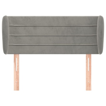 Tăblie de pat cu aripioare gri deschis 103x23x78/88 cm catifea - Img 3