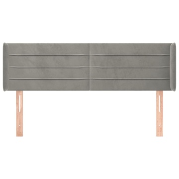 Tăblie de pat cu aripioare gri deschis 147x16x78/88 cm catifea - Img 3