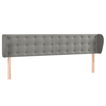 Tăblie de pat cu aripioare gri deschis 163x23x78/88 cm catifea - Img 2