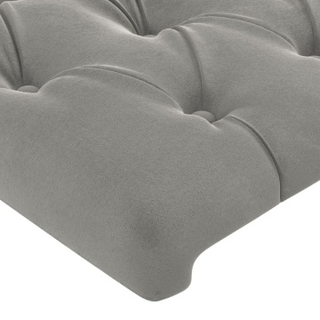 Tăblie de pat cu aripioare gri deschis 163x23x78/88 cm catifea - Img 8