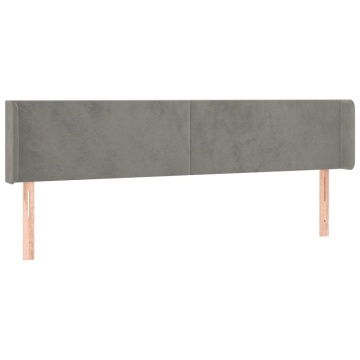 Tăblie de pat cu aripioare gri deschis 183x16x78/88 cm catifea - Img 2