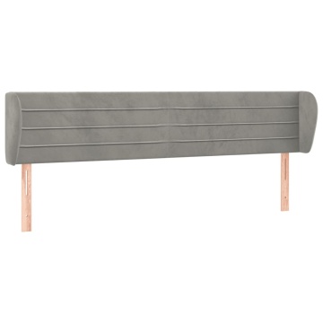 Tăblie de pat cu aripioare gri deschis 183x23x78/88 cm catifea - Img 2