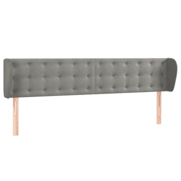 Tăblie de pat cu aripioare gri deschis 183x23x78/88 cm catifea - Img 2