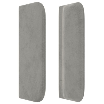 Tăblie de pat cu aripioare gri deschis 203x16x78/88 cm catifea - Img 4