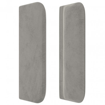 Tăblie de pat cu aripioare gri deschis 203x16x78/88 cm catifea - Img 4