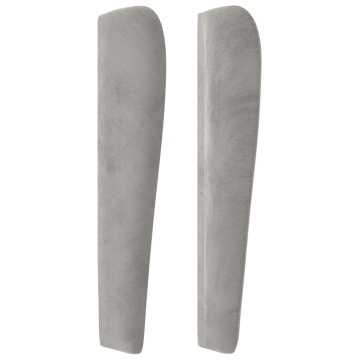 Tăblie de pat cu aripioare gri deschis 203x23x118/128cm catifea - Img 4