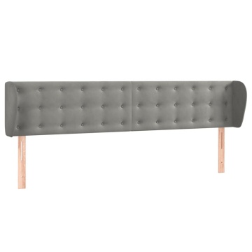 Tăblie de pat cu aripioare gri deschis 203x23x78/88 cm catifea - Img 2