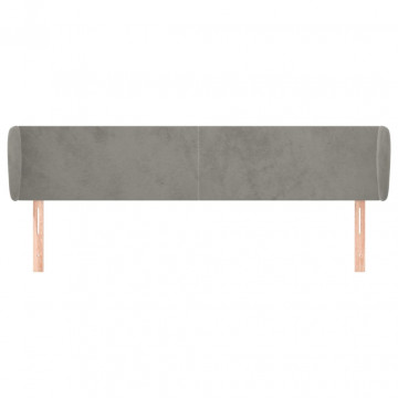 Tăblie de pat cu aripioare gri deschis 203x23x78/88 cm catifea - Img 3