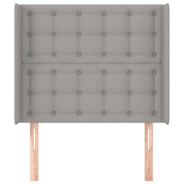 Tăblie de pat cu aripioare gri deschis 83x16x118/128 cm textil - Img 3