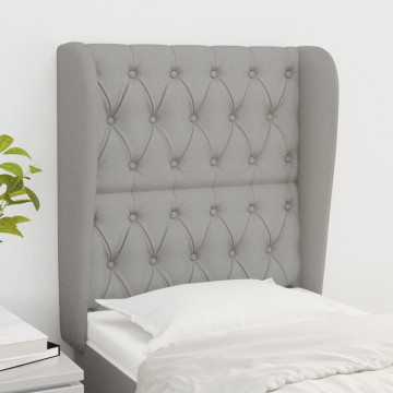 Tăblie de pat cu aripioare gri deschis 83x23x118/128 cm textil - Img 1