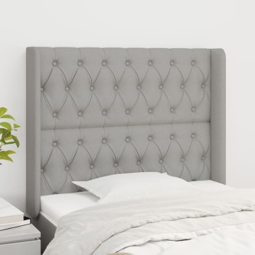 Tăblie de pat cu aripioare gri deschis 93x16x118/128 cm textil - Img 1
