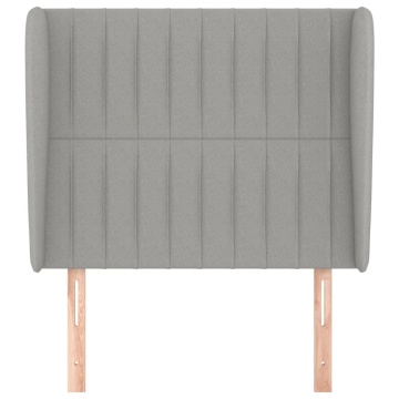 Tăblie de pat cu aripioare gri deschis 93x23x118/128 cm textil - Img 3