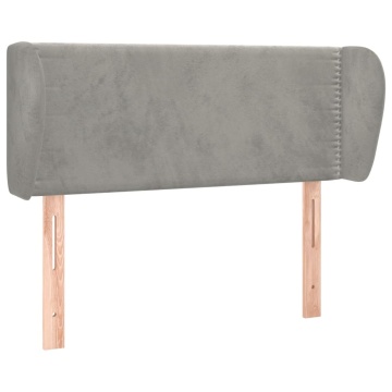 Tăblie de pat cu aripioare gri deschis 93x23x78/88 cm catifea - Img 2
