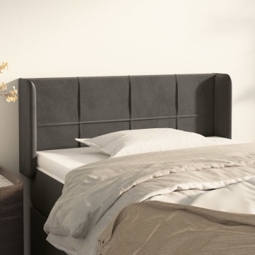 Tăblie de pat cu aripioare gri închis 103x16x78/88 cm catifea - Img 1