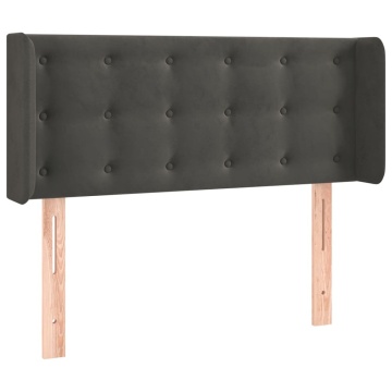 Tăblie de pat cu aripioare gri închis 103x16x78/88 cm catifea - Img 2