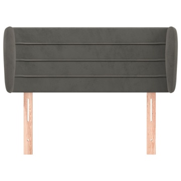 Tăblie de pat cu aripioare gri închis 103x23x78/88 cm catifea - Img 3