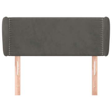 Tăblie de pat cu aripioare gri închis 103x23x78/88 cm catifea - Img 3