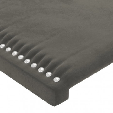 Tăblie de pat cu aripioare gri închis 147x16x78/88 cm catifea - Img 8