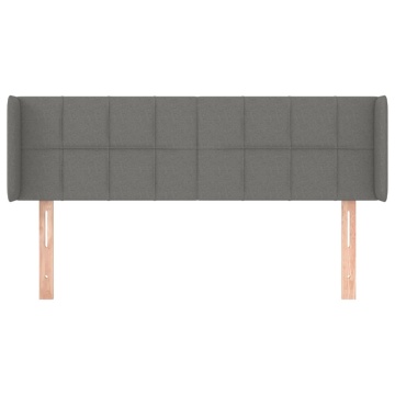 Tăblie de pat cu aripioare gri închis 147x16x78/88 cm textil - Img 3