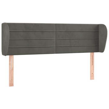 Tăblie de pat cu aripioare gri închis 147x23x78/88 cm catifea - Img 2