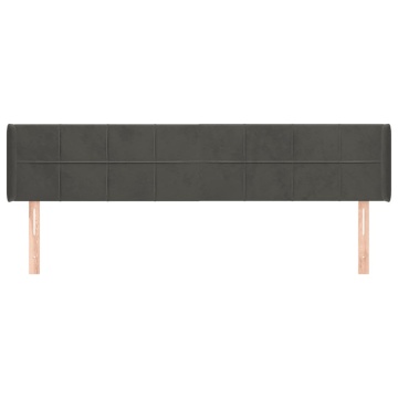 Tăblie de pat cu aripioare gri închis 163x16x78/88 cm catifea - Img 3