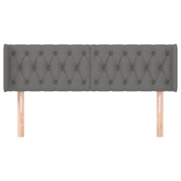 Tăblie de pat cu aripioare gri închis 163x16x78/88 cm textil - Img 3