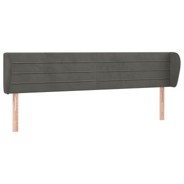 Tăblie de pat cu aripioare gri închis 163x23x78/88 cm catifea - Img 2