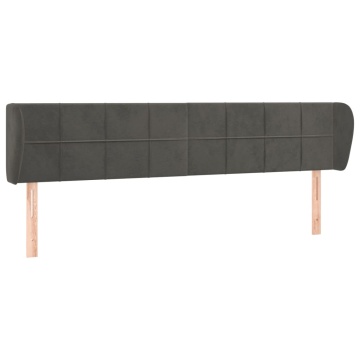 Tăblie de pat cu aripioare gri închis 163x23x78/88 cm catifea - Img 2