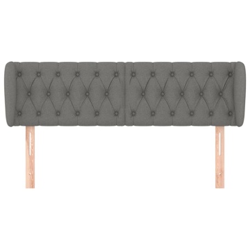 Tăblie de pat cu aripioare gri închis 163x23x78/88 cm textil - Img 3